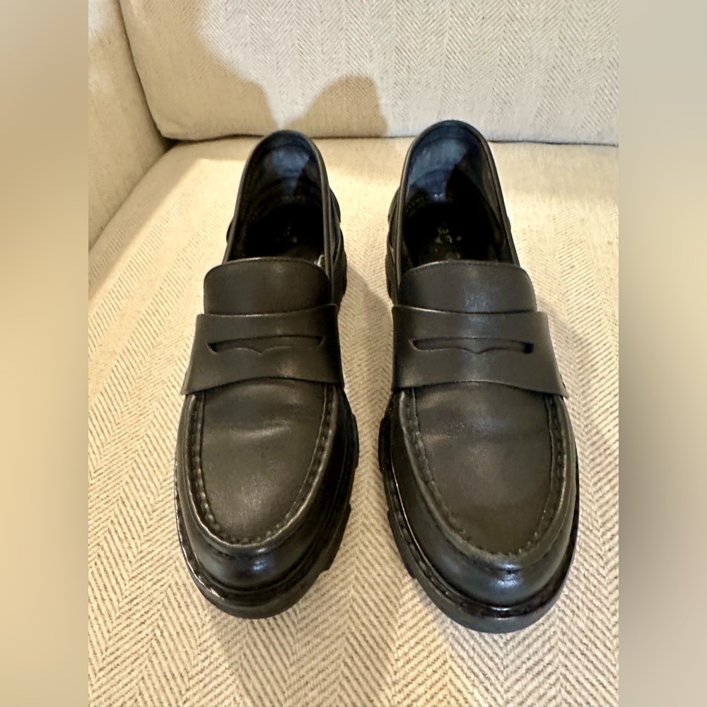 rag & bone Classic Shiloh Black Leather Lug Sole Loafers - Picture 2 of 7